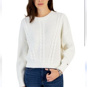Tommy Hilfiger Drop Shoulder Cable Knit Sweater